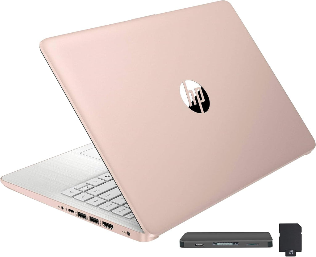 HP Stream 14' HD BrightView Laptop, Intel Processor N4120, 16GB RAM, 416GB Storage (128GB eMMC + 288GB Docking Station Set), Intel UHD Graphics, 720p Camera, Wi-Fi, 1 Year Office 365, Win 11 S, Gold