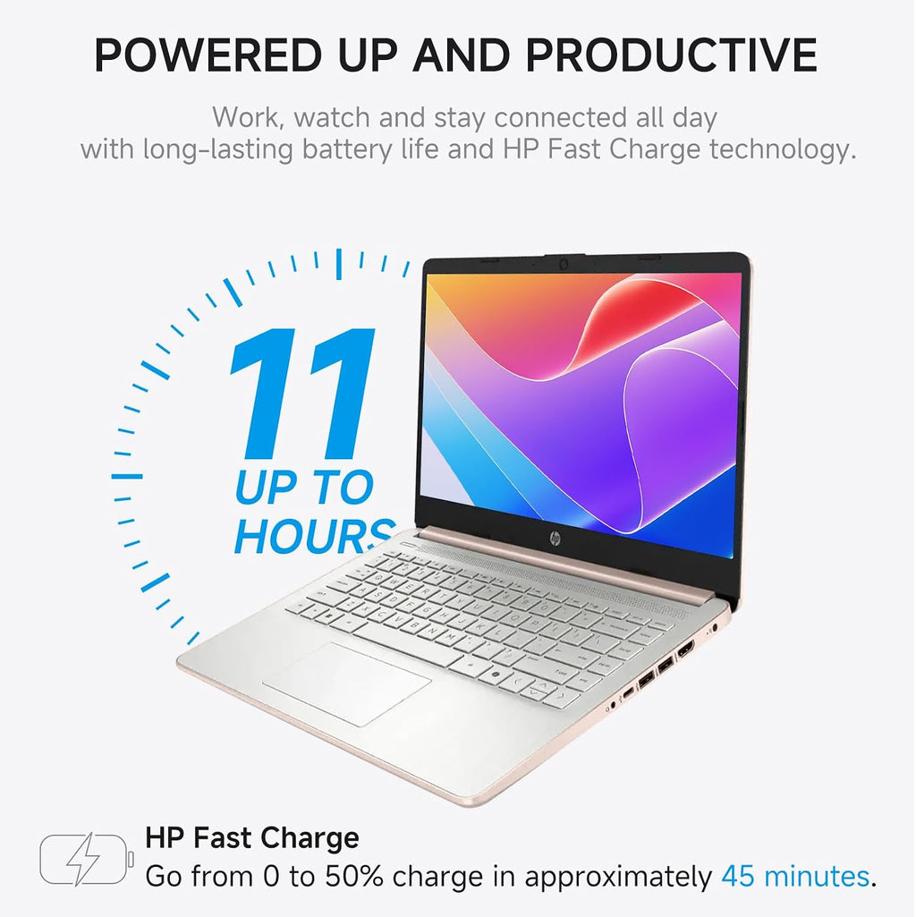 HP 2026 14 Laptop Computer Student Business, Copilot AI, Intel N150, 16GB RAM, 512 GB Storage(128GB UFS+256GB MSD+128GB UFD), 1-Year Office 365, WiFi 6, Ultralight, Portable, Windows 11 Pro, Rose Gold
