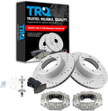TRQ Performance Front Brake Pad and Rotor Set Ceramic Vented Coated Rotors Calipers Compatible with 1990-1991 Toyota 4Runner 1989-1995 Pickup
