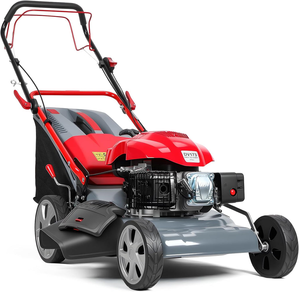 20-Inch Self-Propelled Lawn Mower, 173cc Gas Engine Lawnmower, Push Lawnmower with 60L Grass Tank for Yard Patio Lawn Landscaping Red