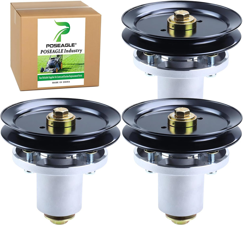 3 Pack 607418 Spindle Assembly with 604704 Spindle Pulley Replaces Hustler 601804 Spindle Assembly for Hustler Raptor SD 60 Deck Spindles, Hustler 60 inch Mower Deck Spindles