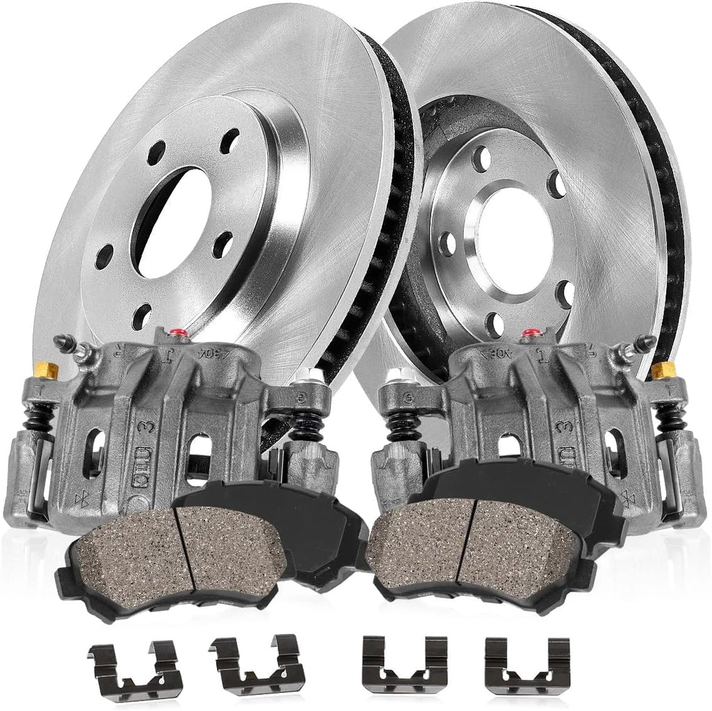 Callahan Brake Parts Rear Brake Kit For Dodge Durango 2011-24 |Jeep Grand Cherokee 2011-21 |Grand Cherokee WK 2022 - Disc Rotors with Ceramic Brake Pads + OE Calipers, EBYK035607