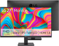 LG 27' FHD (1920 x 1080) IPS Monitor, 100Hz, AMD FreeSync, 3-Side Borderless, Anti-Glare, HDMI, VESA Mount, Reader Mode, OnScreen Control