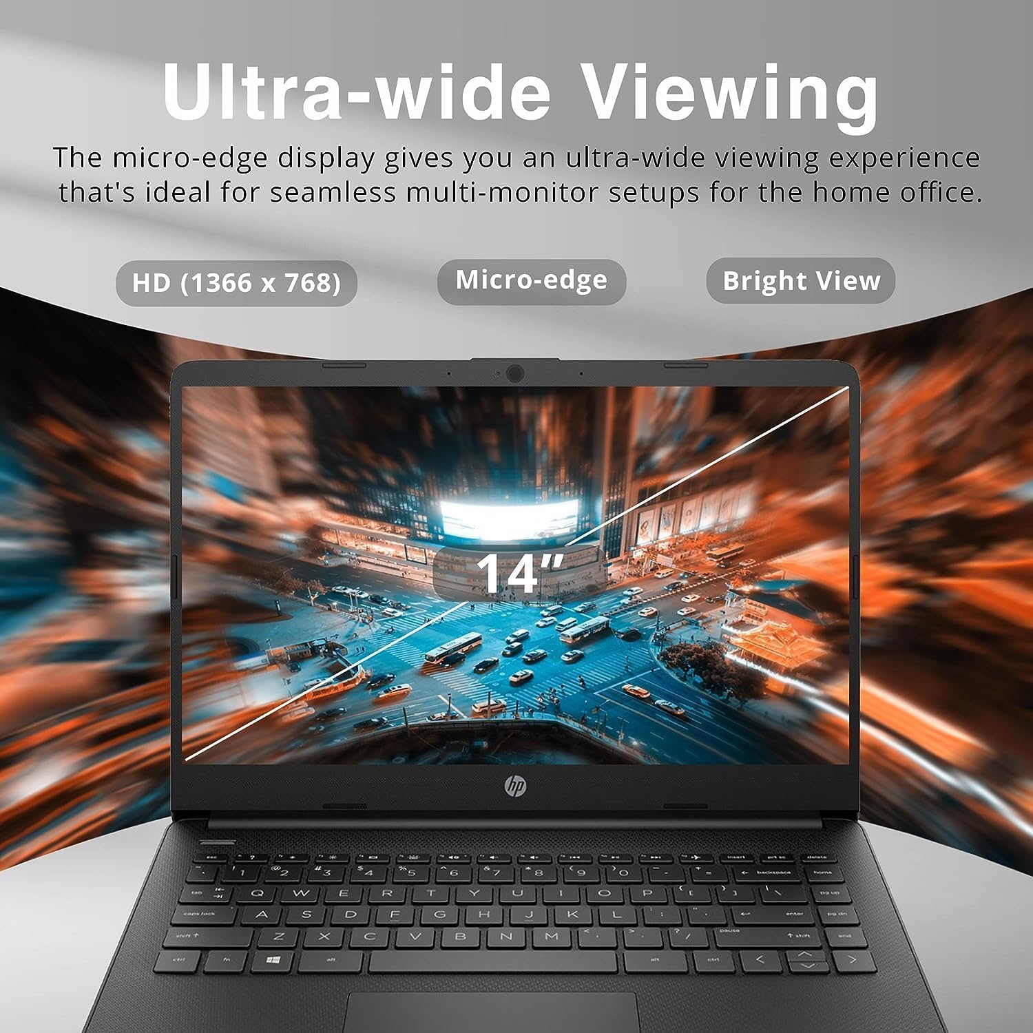 HP New 14' HD Ultra Light Thin Laptop, Quad-Core Intel Celeron Processor, 16GB RAM, 320GB (64GB eMMC+ 256GB Card), Wi-Fi, Upto 11 Hours, Windows 11 S + 1 Year Office 365+HubxcelAccessory, Black