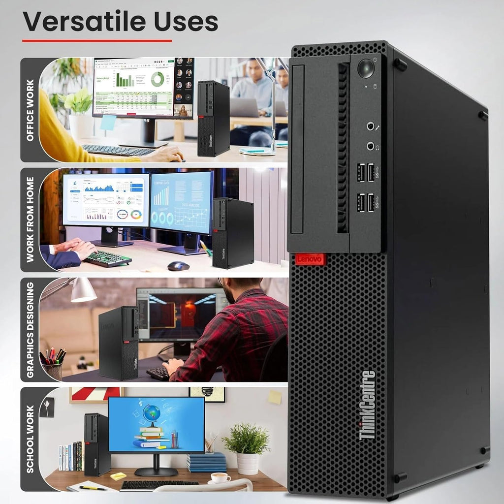 Lenovo ThinkCentre M910S Desktop Computer PC - Intel Core i5-7500 7th Gen - 16GB DDR4 Ram - 1TB SSD - New 24-in LED Monitor - Built-in WiFi - Wireless Keyboard & Mouse - Windows 11 Pro (Renewed)