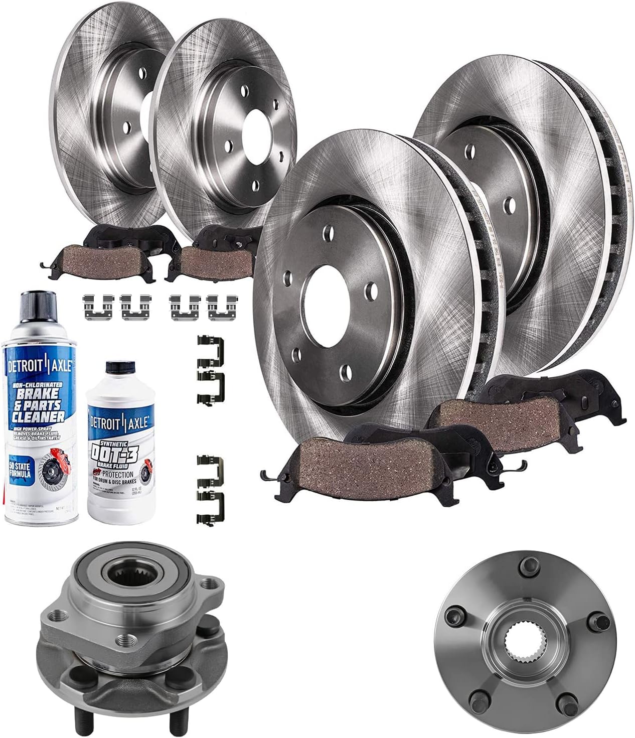 Detroit Axle - Front Brake Kit for 2016-2017 Subaru Crosstrek, 2014-2018 Forester, 2014-2015 XV Crosstrek, Wheel Bearing & Hubs Front and Rear Disc Brake Rotors Ceramic Brake Pads Replacement