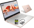 HP 14 Student-Laptop Back to School, Quad-Core Processor (Up to 3.6GHz) 8GB RAM 256GB Storage(128GB UFS + 128GB SD Card) Laptops for Student with 1-Year Office 365 Copilot AI Win11, Rose Gold