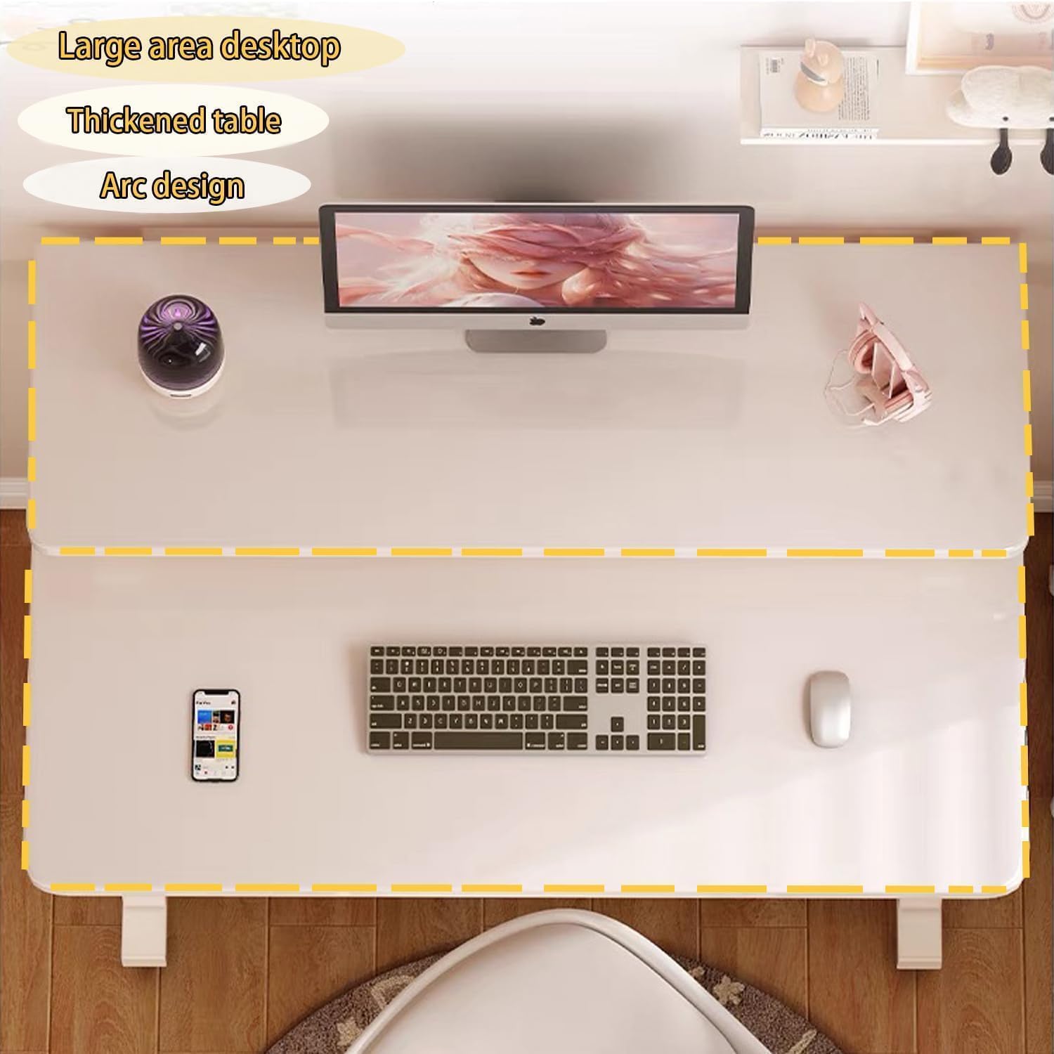 Rolling Desk, 47.2 Inch Small Desks with 3-Layer Storage & Monitor Stand, Compact Home Office Desk, Portable Laptop Table with Wheels for Small Spaces, Mobile Rolling Computer Work Desks