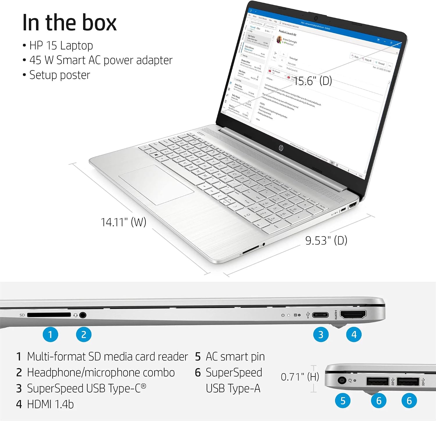 [Windows 11 Pro]HP 15 15.6' FHD Business Laptop Computer, Quad Core Intel i5-1135G7 (Beats i7-1065G7), 16GB RAM, 256GB PCIe SSD, Numeric Keypad, Wi-Fi 6, Bluetooth 4.2, Type-C, Webcam, HDMI, w/Battery