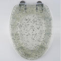 Resin Toilet Seat Elongated Soft Close Toilet Seat Easy Clean & 360° Adjustable Hinges, Quick Release Heavy Duty Toilet Seats with Glitter Cover,Silver(Silver Leaf)