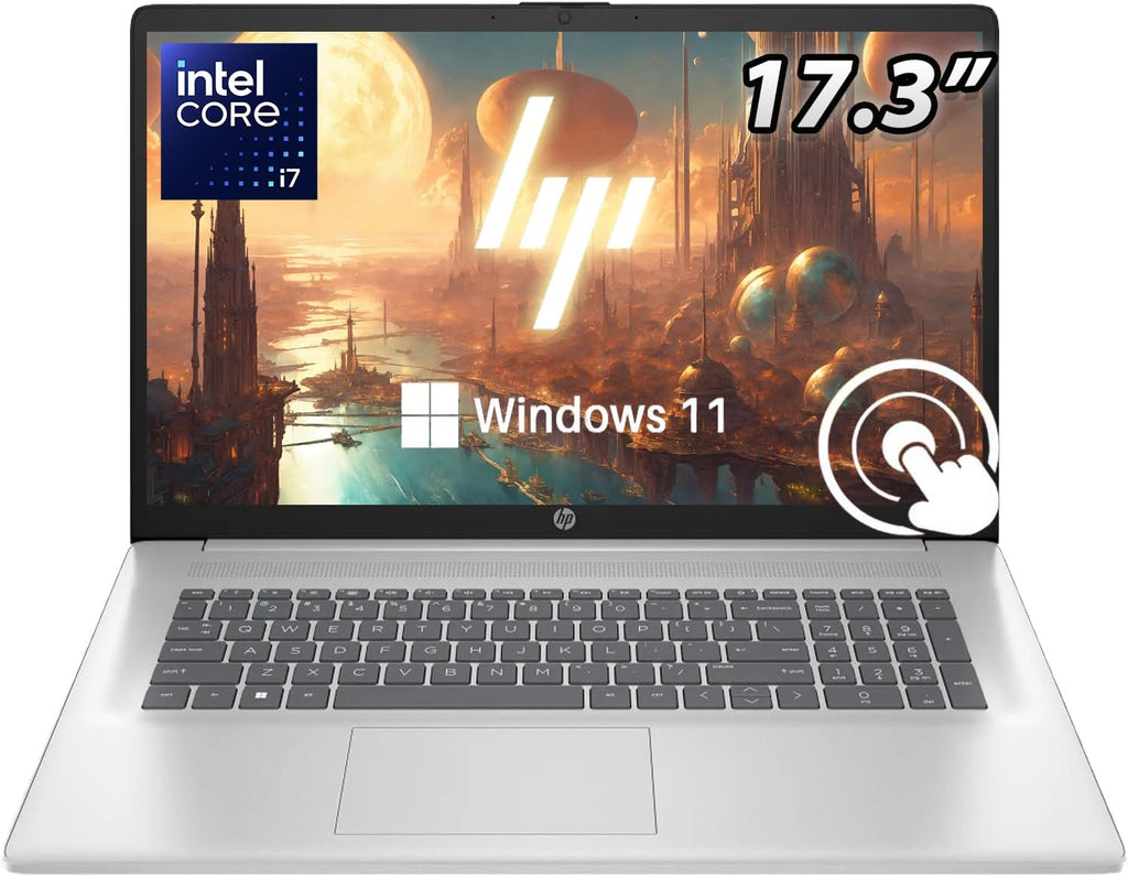 HP 17.3' Touchscreen Laptop Featuring Backlit Keyboard | Intel 7-150U 10 Core Processor (Beats I7-1335U) | 32GB RAM | 1TB PCIe SSD | Wi-Fi 6 | Bluetooth 5.3 | Windows 11 | w/WOWPC Recovery USB