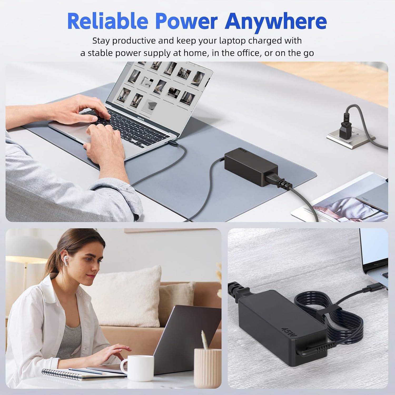 20 Pack USB C 45W Laptop Charger, Universal Type C Power Adapter for HP, Lenovo, Dell, Acer, Asus, Samsung, Google Laptop Chromebook Power Supply Cord