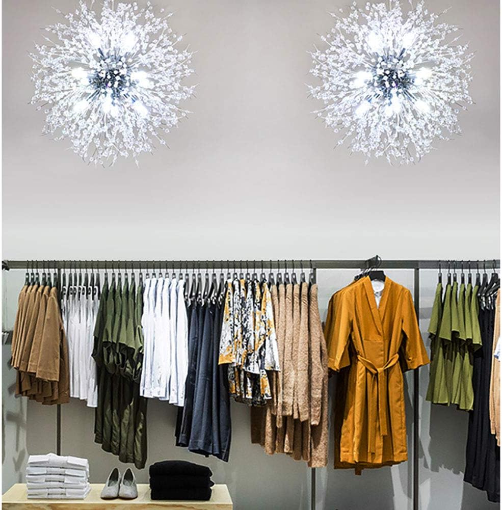 Chandelier Light, Chrome Gold Silver Crystal Sputnik Chandelier V-intage Modern Firework Pendant Light Compatible with Living Room Dining Room Bathroom Foyer Restaurant Entryway