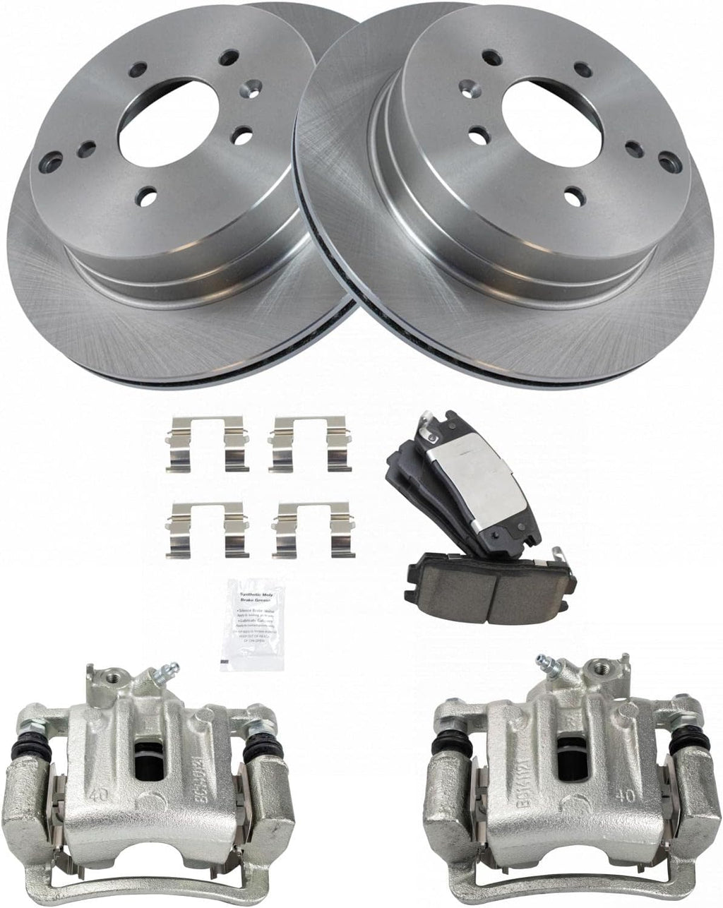 TRQ Rear Brake Pad and Rotor Set Ceramic Vented Rotors Calipers Compatible with 2007-2009 Chevrolet Equinox Pontiac Torrent 2008-2010 Saturn Vue