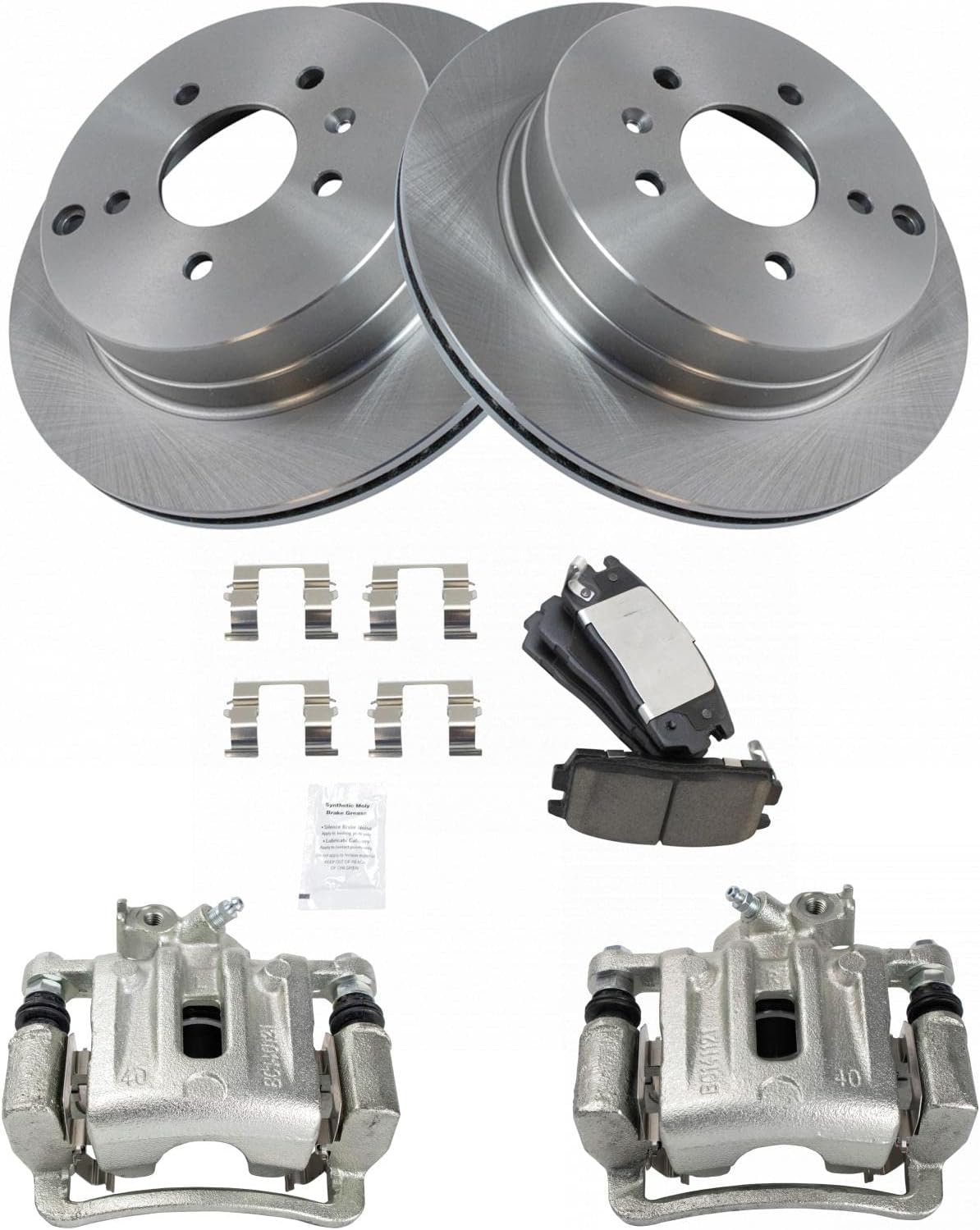 TRQ Rear Brake Pad and Rotor Set Ceramic Vented Rotors Calipers Compatible with 2007-2009 Chevrolet Equinox Pontiac Torrent 2008-2010 Saturn Vue