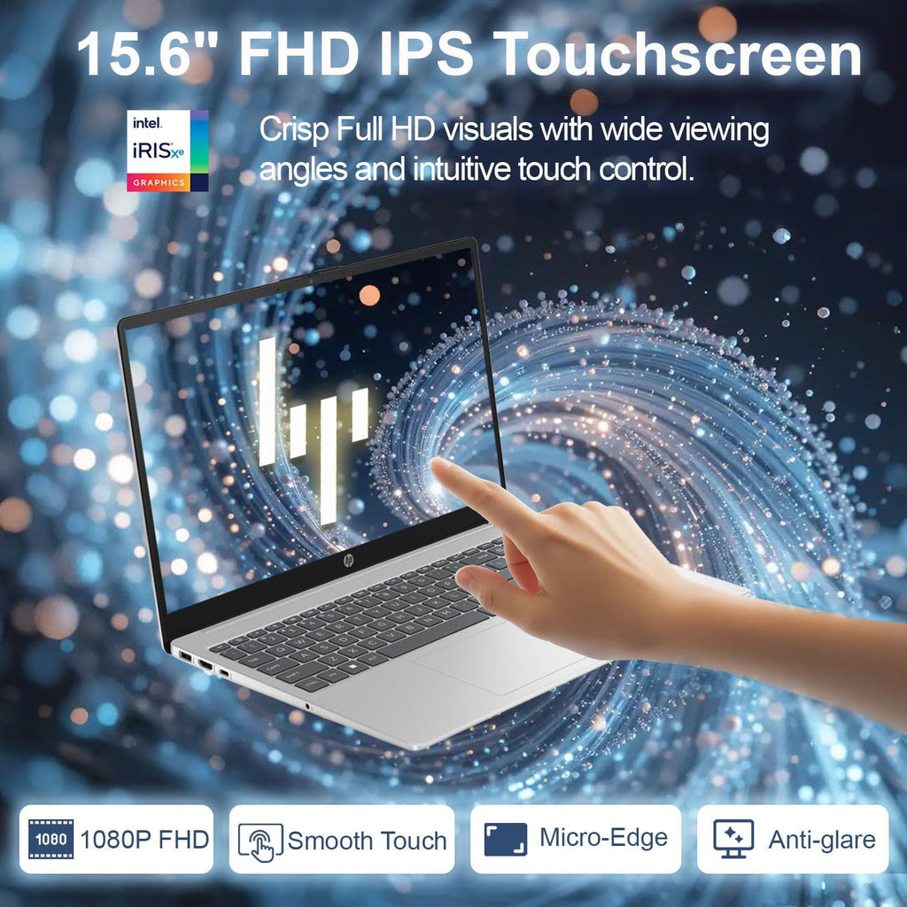HP 15.6' FHD IPS Touchscreen Laptop | Intel Core i7 Processor | 64GB DDR4 RAM | 2TB PCIe SSD | Windows 11 | Wi-Fi 6E | Full-Size Keyboard with Numeric Keypad | Privacy Camera Shutter & Mic Mute