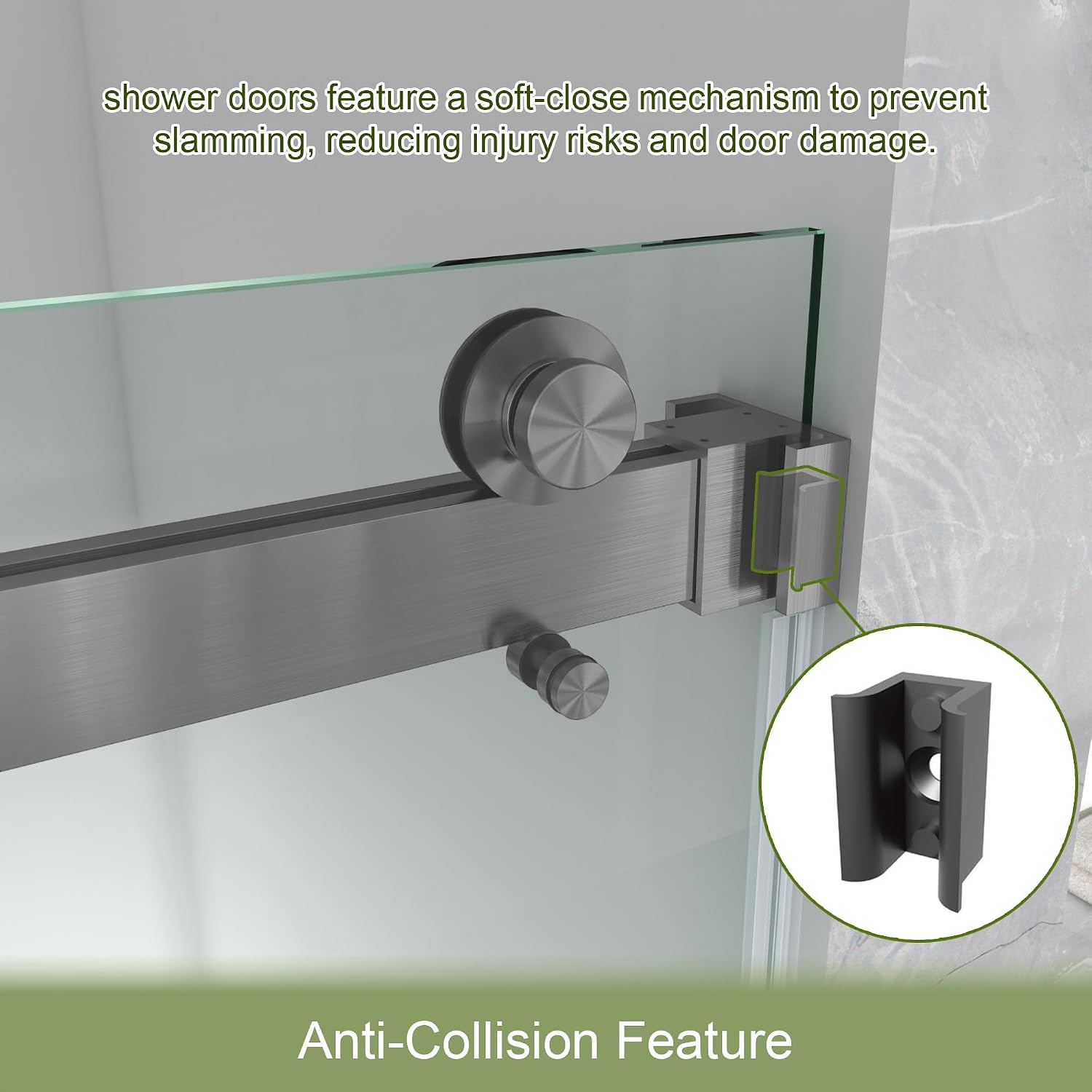 44-49' W x 76' H Frameless Shower Door with 3/8'(10mm) SCCG Tempered, 304 Stainless Hardware Double Sliding Glass Shower Door for Bathroom (Gunmetal)