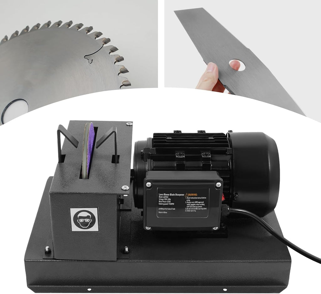 Lawn Mower Blade Sharpener-2_3HP 500W Professional Lawn Mower Blade Grinder with 7-inch Ceramic Wheel, Sharpens High/Low Lift, Gator & Flat Blades (2_3HP 500W)