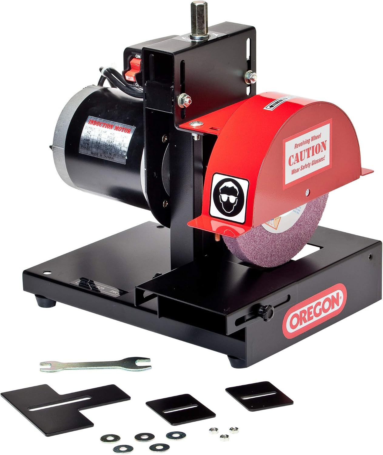 Oregon 88-025 Lawnmower Blade Grinder, S, Black & red, metal & Precision Blade Balancer, Balances Blades After Sharpening, Universal Metal Zinc Die Cast Design Improves Longevity of Mowers