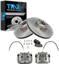 TRQ Front Brake Pad and Rotor Set Ceramic Rotors Calipers Hoses Compatible with 2003-2006 Subaru Baja 2003-2008 Forester 2002-2005 Outback