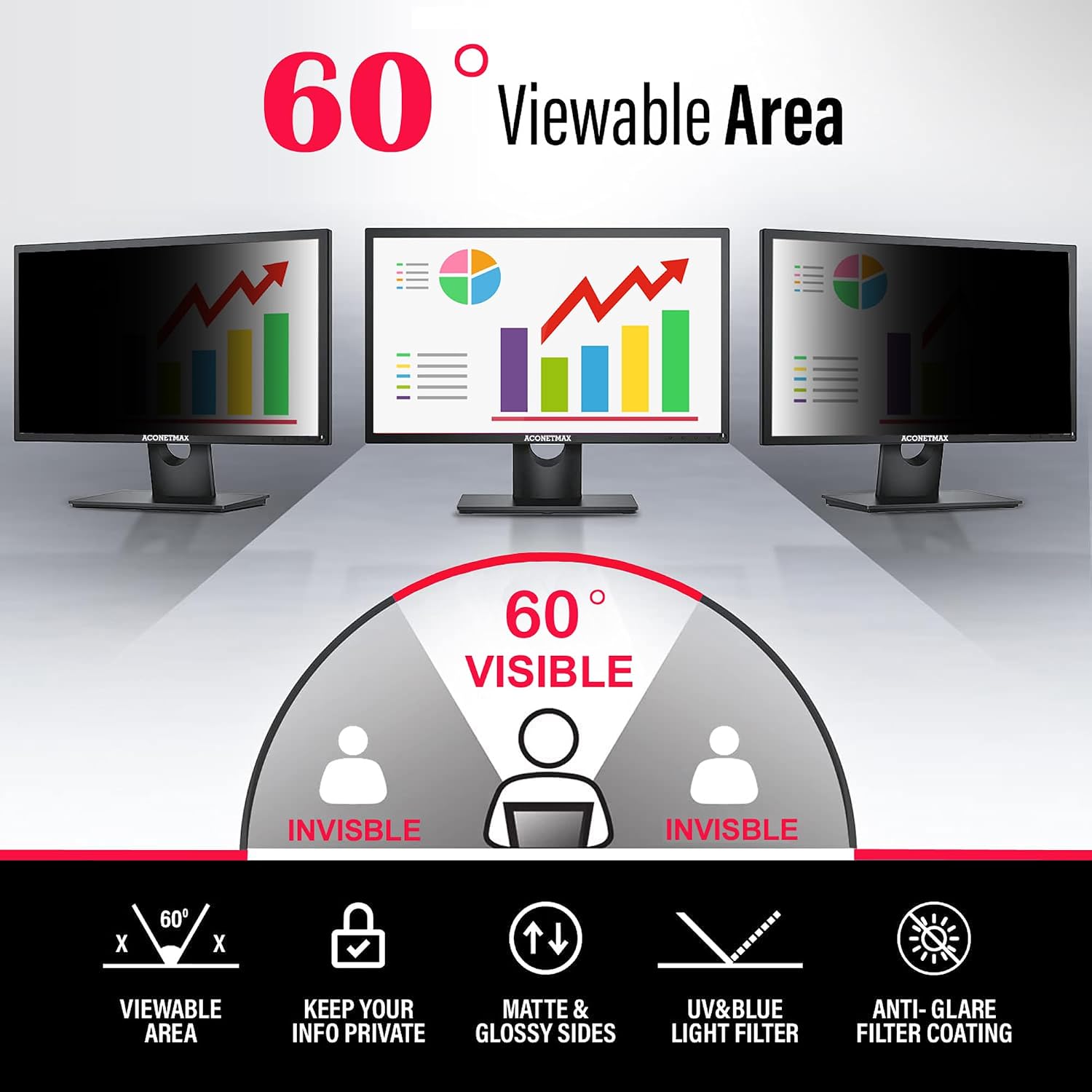 38 Inches Privacy Screen Filter for 21:9 Ultrawide Curved Monitor | Computer Privacy Shield | Anti Glare | Anti Blue Light Protector