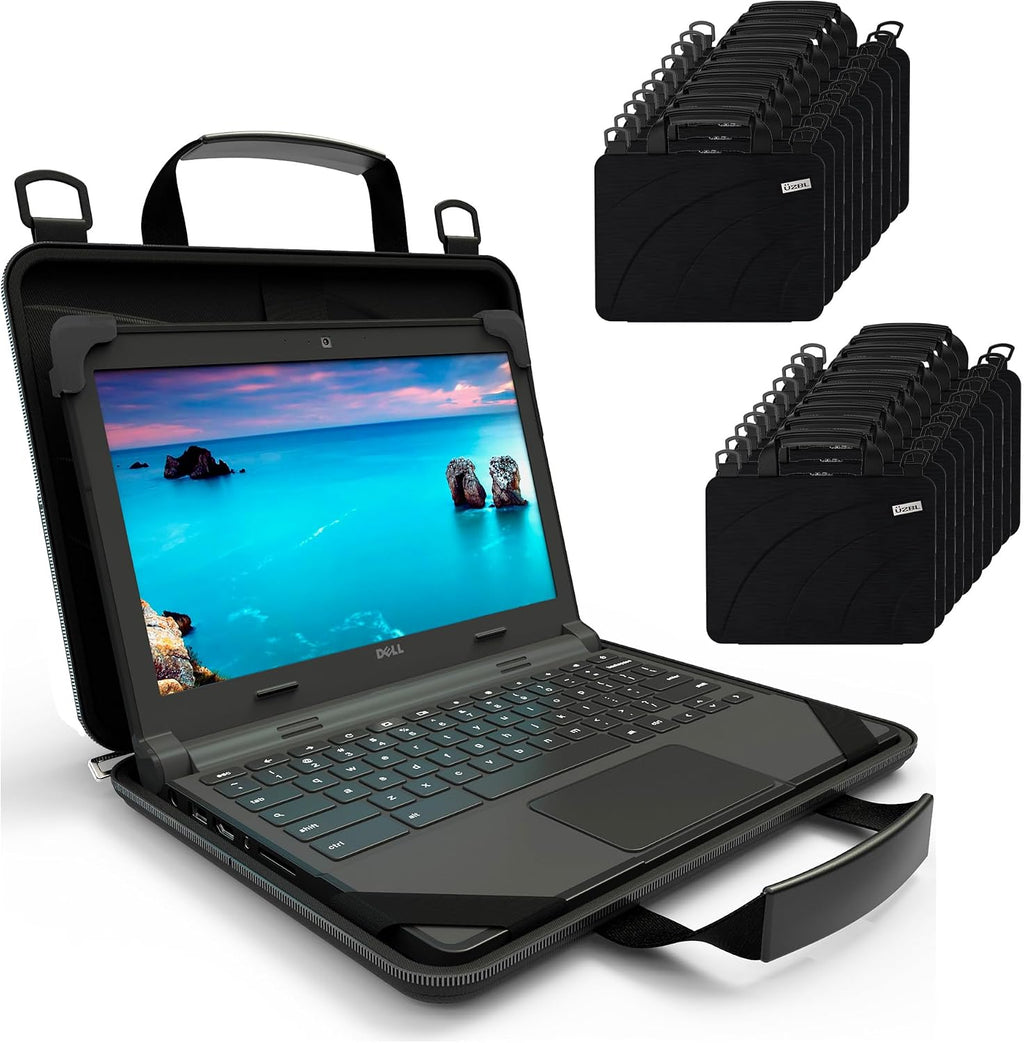 UZBL 13-14 Inch Always-on Chromebook Protective Hard Case with Adjustable Shoulder Strap and Carrying Handles (20 Pack)