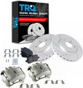 TRQ Performance Front Brake Pad and Rotor Set Ceramic Vented Coated Rotors Calipers Compatible with 2004-2008 Chevrolet Malibu 2006-2007 Pontiac G6