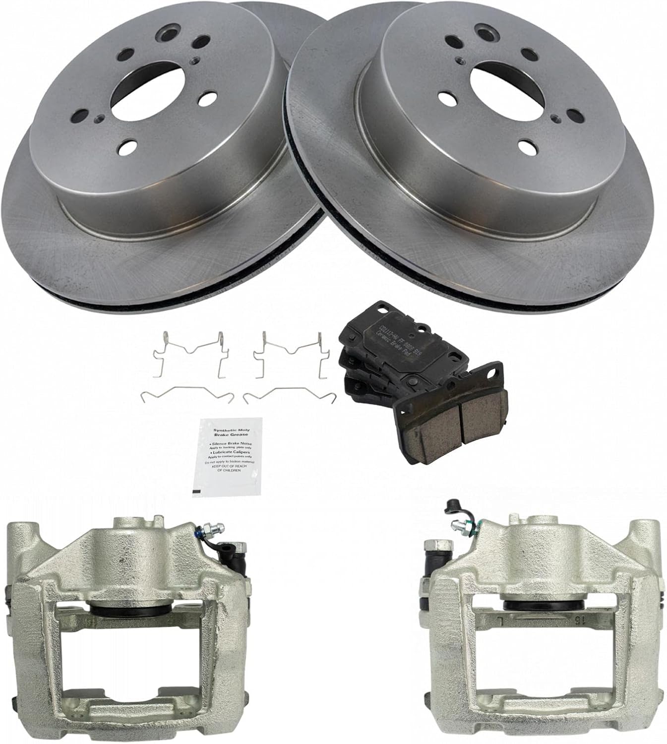TRQ Rear Brake Pad and Rotor Set Ceramic Rotors Calipers Compatible with 2006-2007 Lexus GS430 2007-2011 GS450h 2008-2011 GS460 2006-2013 IS350
