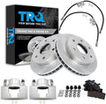 TRQ Front Brake Pad and Rotor Set Ceramic Rotors Calipers Hoses Compatible with 1996-1999 Chevrolet K1500 Suburban Tahoe 1996-1998 K2500 GMC K1500 Sub