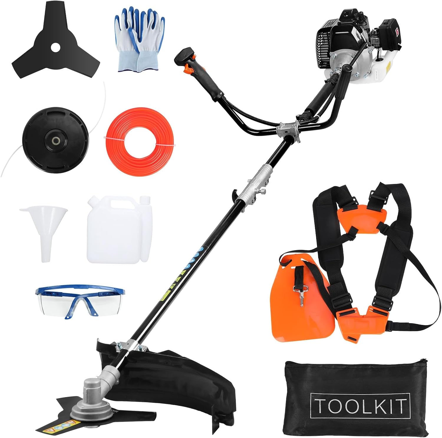 52CC 2-Stroke Gas Powered Electric Lawn Mower with Ergonomic Handle, Powerful Engine Weed Trimmer Electric Lawn Mower, Gas Powered Hedge Trimmer, Electric Weed Eater