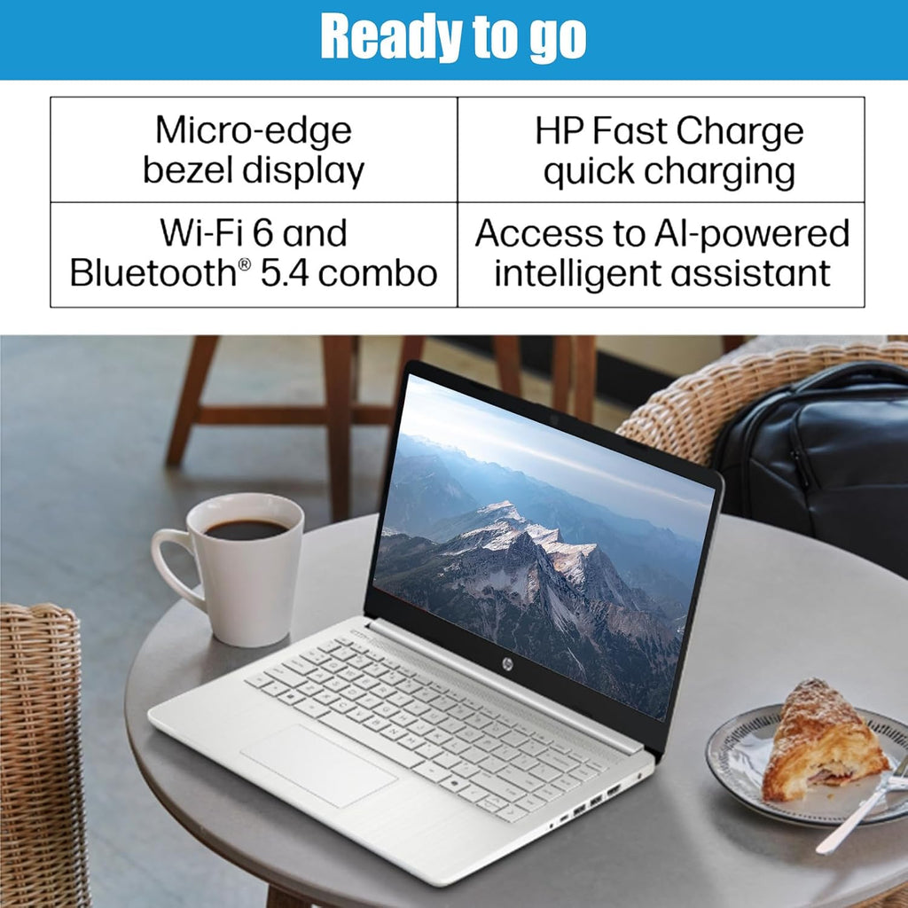 HP 14 Inch Business Laptop, Ultral Light Laptops for Student and Business, Intel Processor N150(Quad-Core), 4GB RAM, 128GB UFS, Wi-Fi 6, Fast Charge, 1-Year Office 365, Windows 11 Pro, Silver