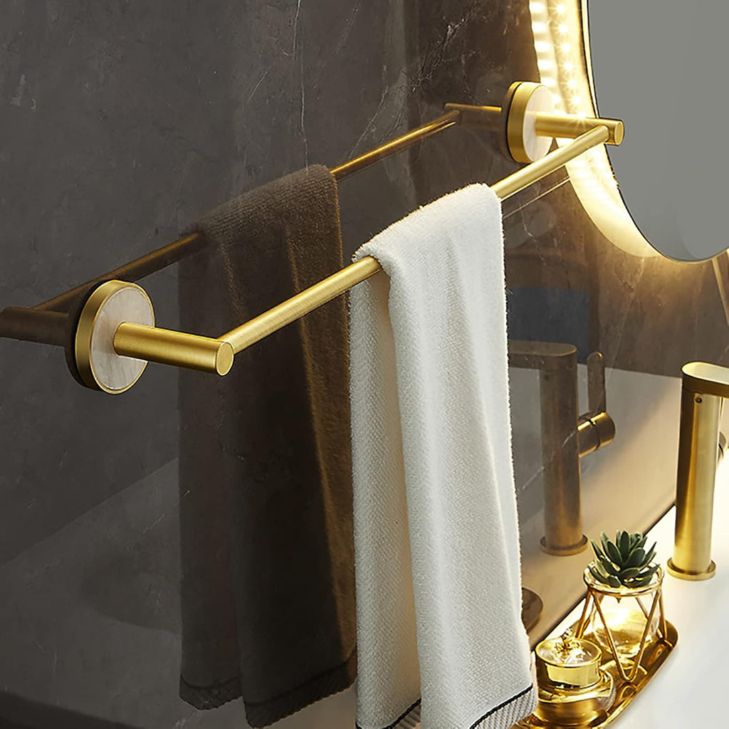 Towel Bar Brushed Gold Towel Rail Space Aluminum Bathroom Towel Rack Wall Mounted Towel Holder Double Rod Storage Rack for Bathroom, Kitchen, Toilet,50 cm