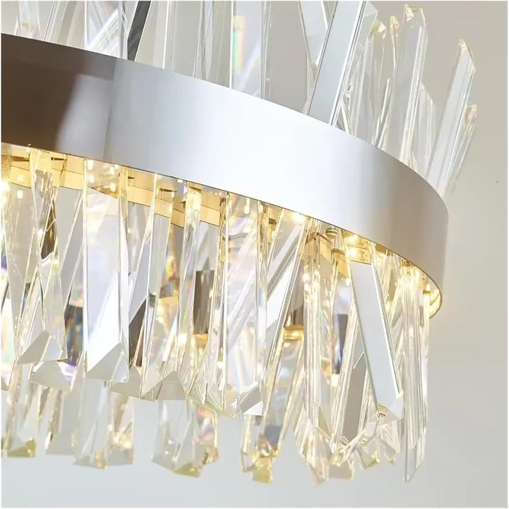 Nordic Luxury Crystal Chandelier Modern Gold Silver Round Led Pendant Light Living Dining Table Room Hotel Home Decor Hanging Lamps,Dining Light Fixtures