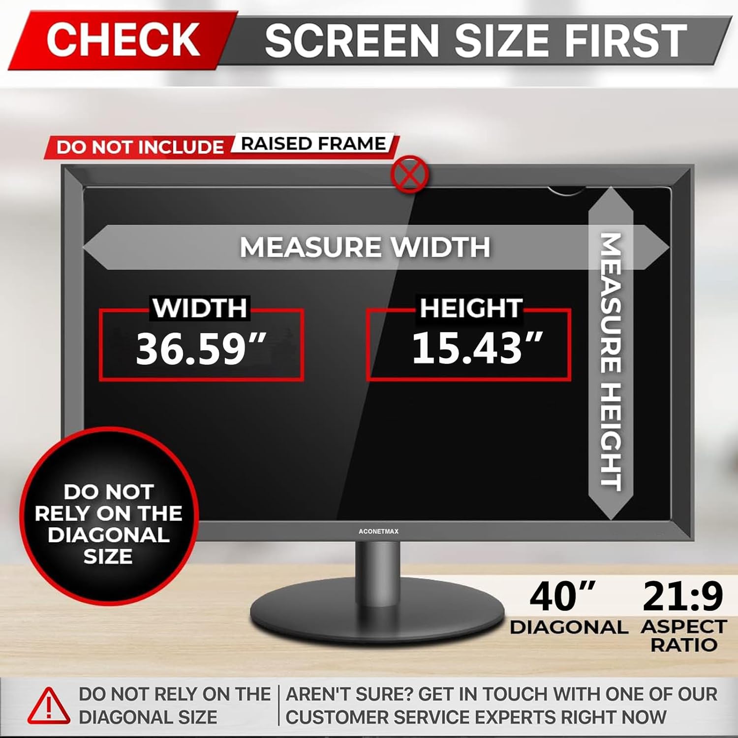 40 Inches Privacy Screen Filter for Ultrawide 21:9 Curved Monitor | Computer Privacy Shield | Anti-Glare | Anti- Blue Light Protector