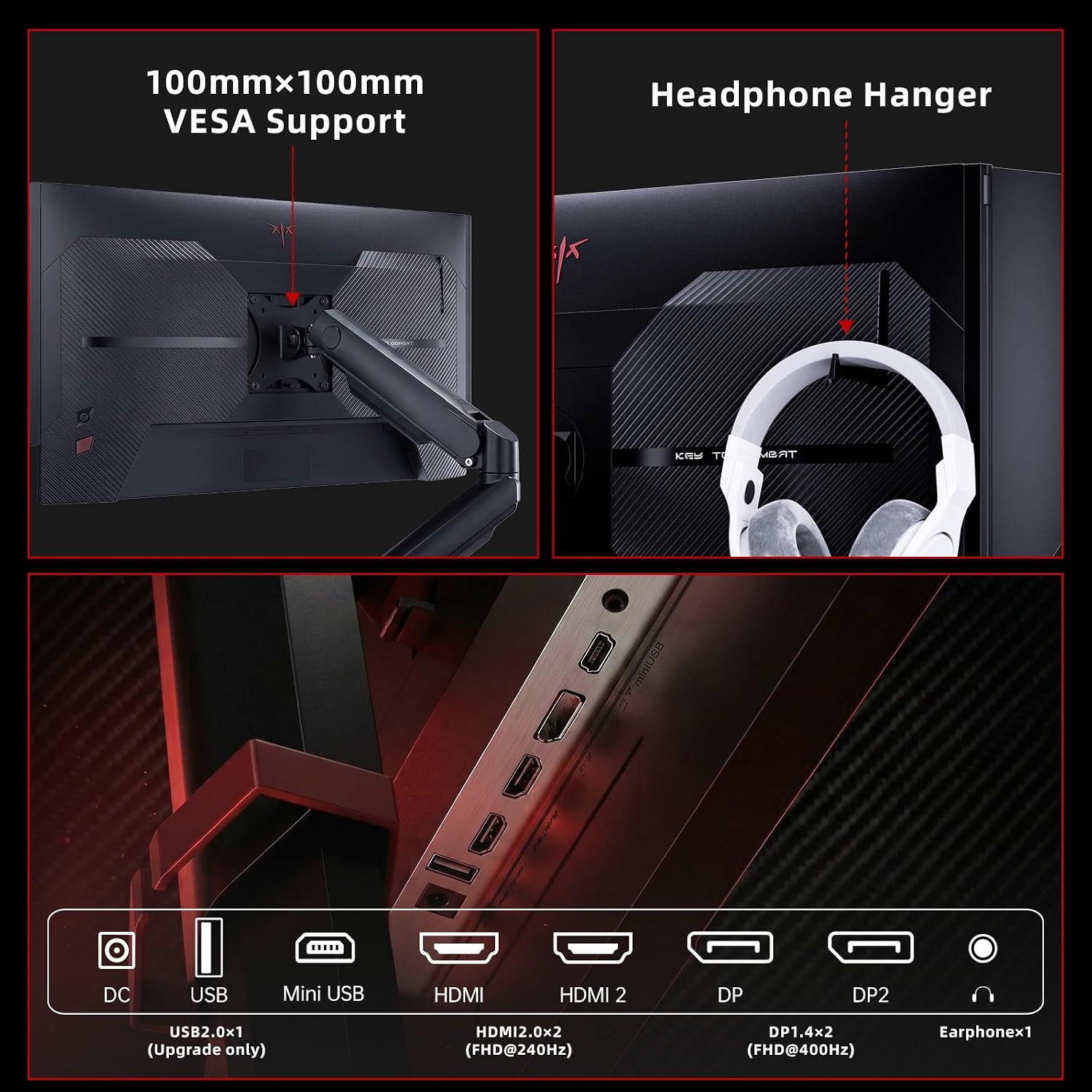 KTC 25M1 400Hz Gaming Monitor 240Hz, FHD 24.1 inch Fast TN Monitor with Shielding Hood, 0.5ms GTG, Adaptive Sync, VESA Support, Height Pivot Swivel Tilt Adjustable