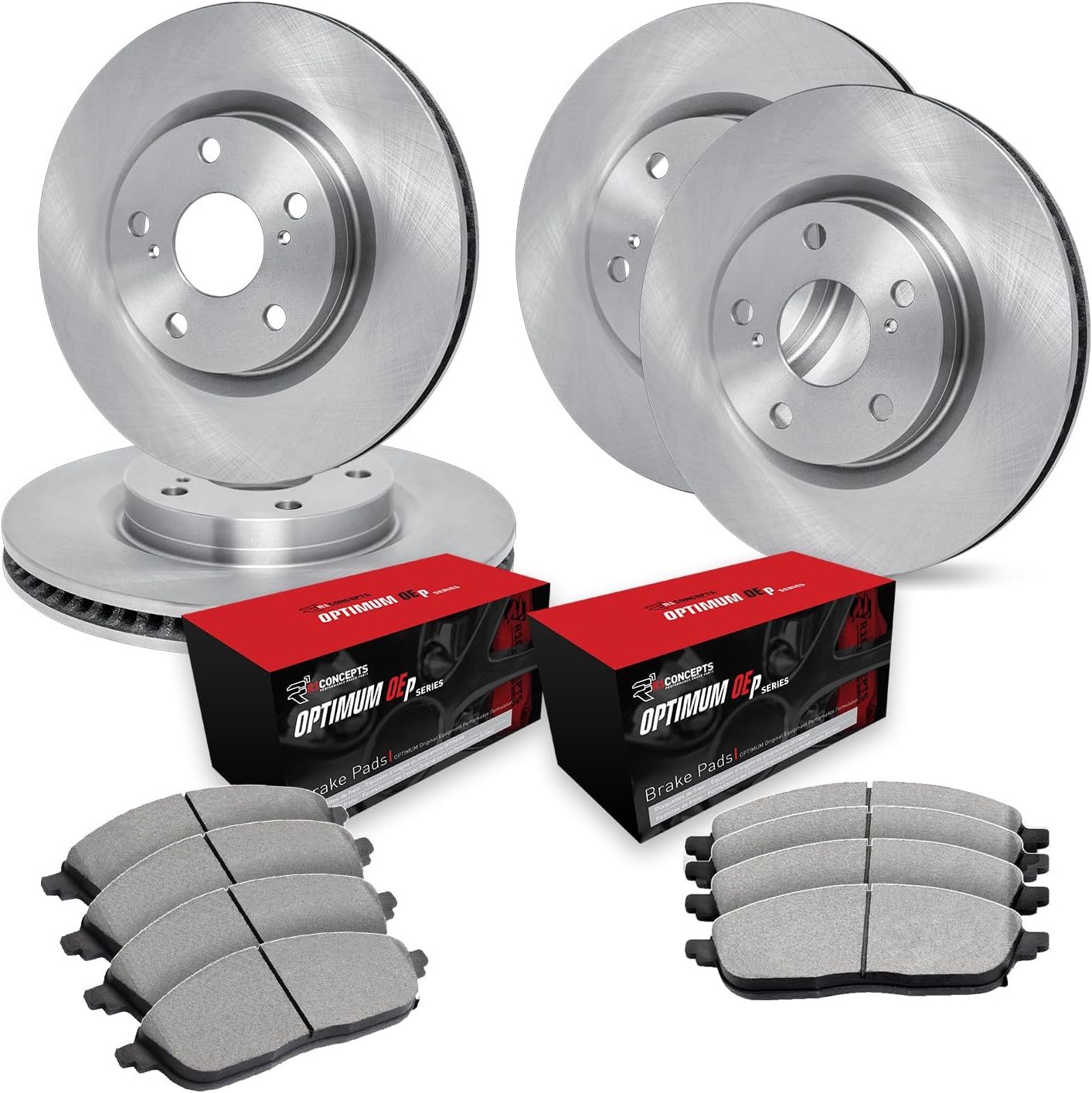 R1 Concepts Front and Rear Brake Kit Fits 2019-2023 Subaru Ascent| Optimum Oep Brake Pads and Blank Brake Rotors| 13.1' Front & 13.0' Rear
