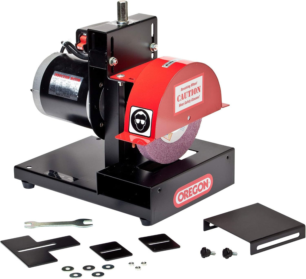 Oregon 88-025 Lawnmower Blade Grinder, S, Black & red, metal & Precision Blade Balancer, Balances Blades After Sharpening, Universal Metal Zinc Die Cast Design Improves Longevity of Mowers