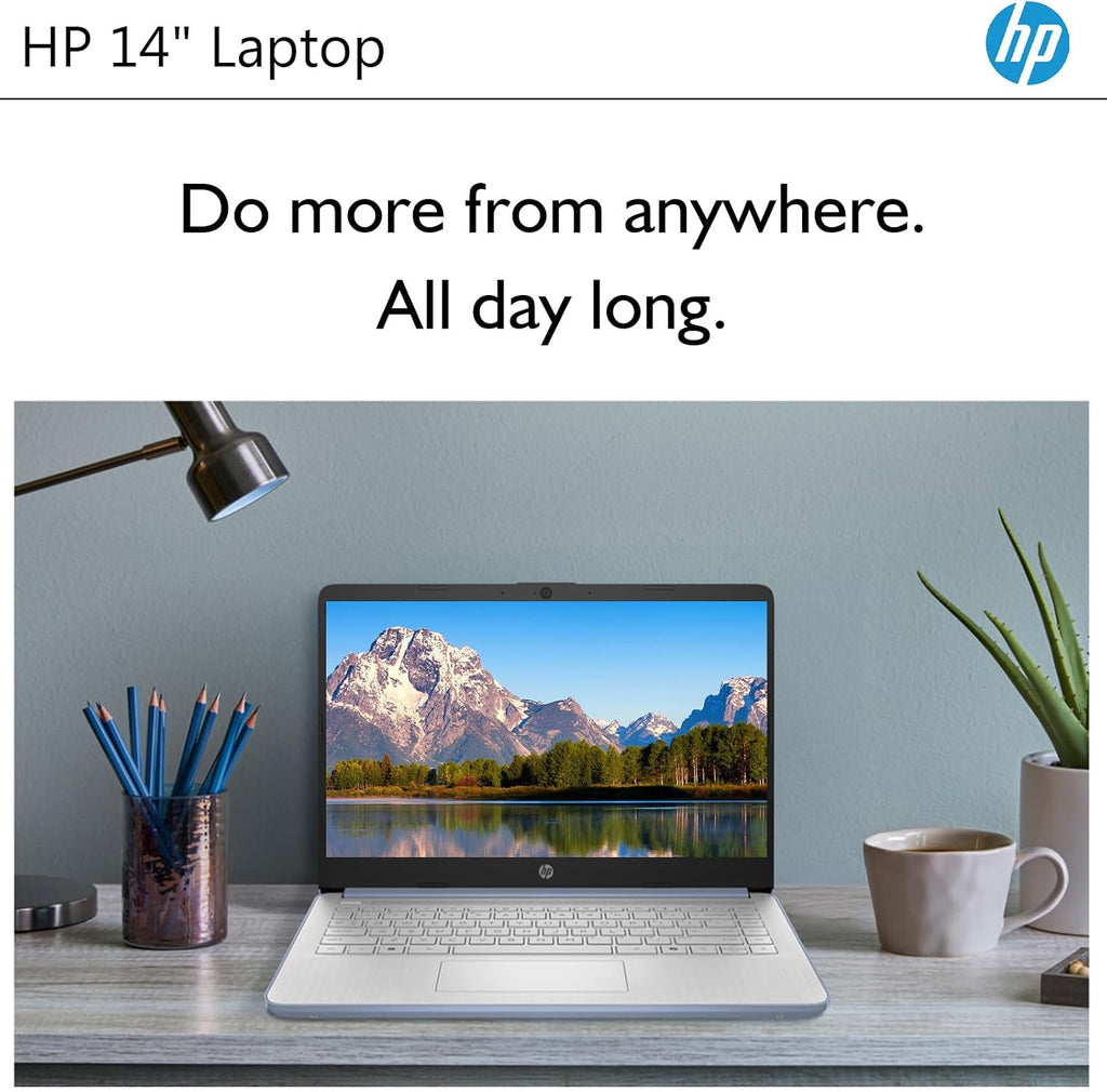 HP 14 Inch Business Laptop, Ultral Light Laptops for Student and Business, Intel Processor N150(Quad-Core), 4GB RAM, 128GB UFS, Wi-Fi 6, Fast Charge, 1-Year Office 365, Windows 11 Pro, Sky Blue