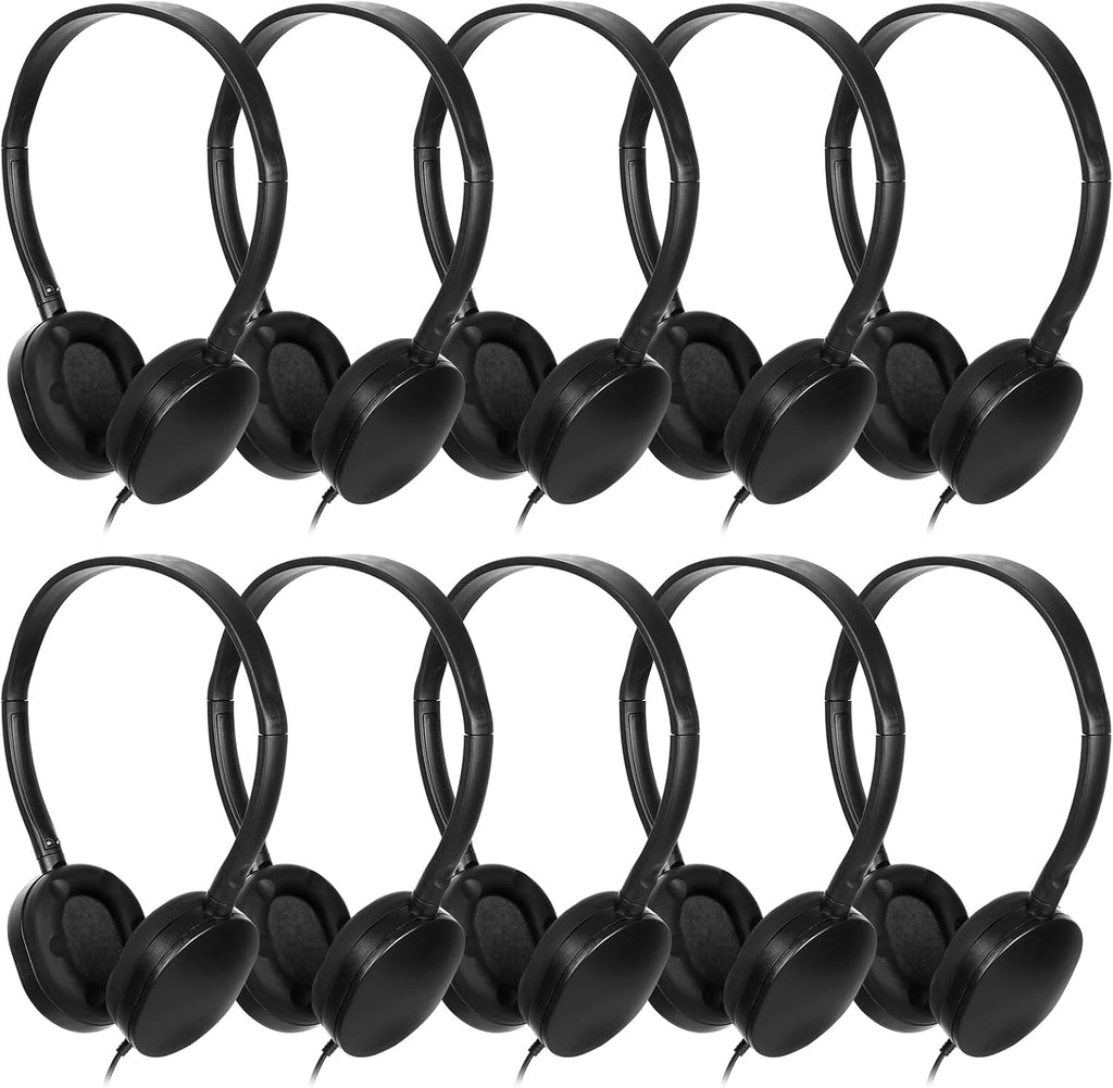 Classroom Kids Headphones Bulk 100 Pack Class Set of Headphones for Students Children Toddler Boys Girls Teen and Adult (Black)
