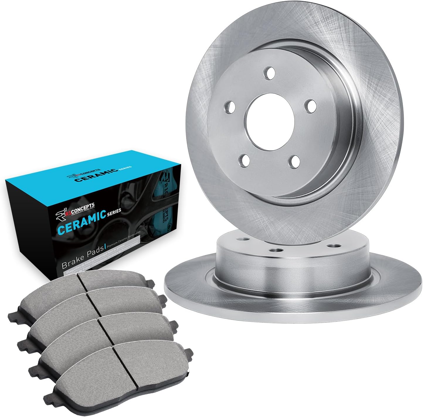 R1 Concepts Rear Brakes and Rotors| Automotive Replacement Brake Kits| Rear Ceramic Brake Pads and Rotors Kit| Fits 2016-2017 Mercedes-Benz GLE300d