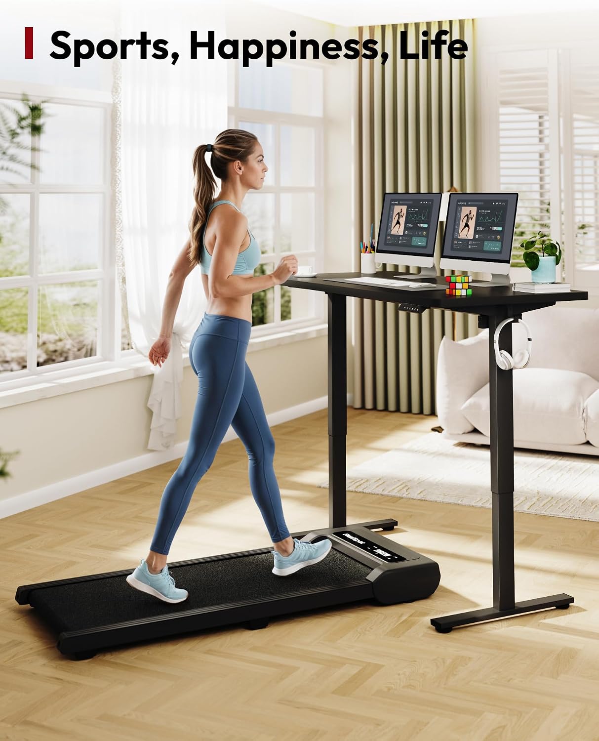 SANODESK Electric Standing Desk 71 x 32 Inches, Height Adjustable Sit Stand with Large Splice Board Desktop for Home Office, Computer Workstations，Memory Ergonomic Computer Desk, Black Frame/Black Top