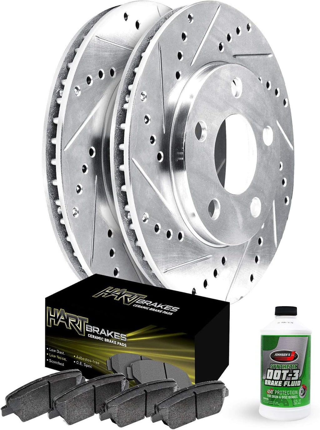 Hart Brakes Front Brakes and Rotors Kit |Front Brake Pads| Brake Rotors and Pads| Ceramic Brake Pads and Rotors |fits 2011-2012 Ford Fiesta Ikon