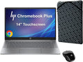 HP Chromebook Plus 14 Laptop (14' FHD Touchscreen, Intel Core i3-N305, 8GB DDR5 RAM, 256GB UFS), 1080p Webcam, Backlit Keyboard, Fast Charge, Wi-Fi 6, Chrome OS w/Wireless Mouse & Protective Sleeve