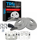 TRQ Performance Front Brake Pad and Rotor Set Ceramic G Coated Slotted Drilled Rotors Calipers Hardware Compatible with 2001-2002 Ford Explorer Sport 2003-2011 Ranger 2003-2009 Mazda B4000