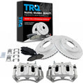 TRQ Performance Front Brake Pad and Rotor Set Ceramic Vented Coated Drilled Slotted Rotors Calipers Compatible with 1999-2003 Ford F-150 2004 F-150 Heritage