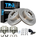 TRQ Rear Brake Pad and Rotor Set Ceramic Vented Rotors Calipers Compatible with 2003-2005 Infiniti G35 2003-2005 Nissan 350Z