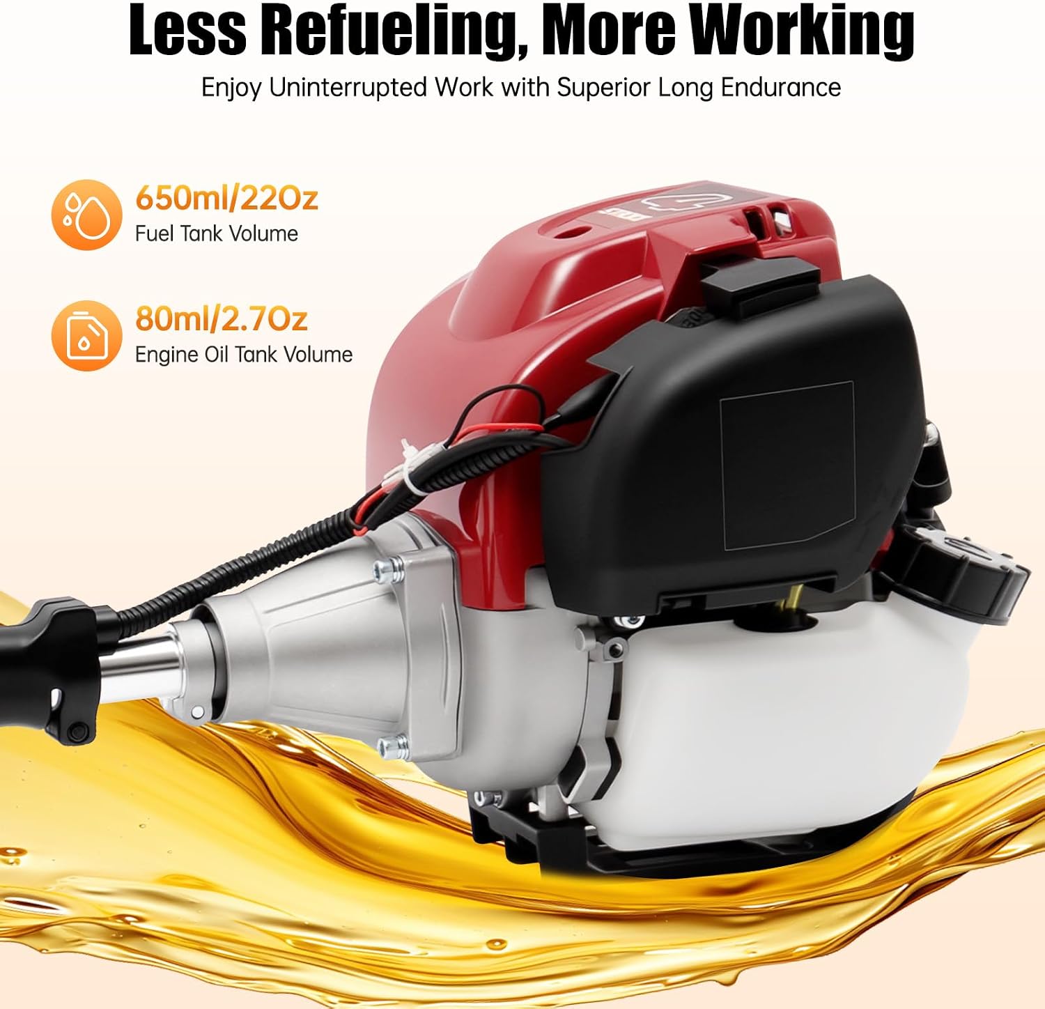 Gas Weed Wacker, 35.88CC 750W 4-Stroke Gasoline Weed Eater 8500RPM High Speed Lawn Mower with 2 Blade Heads, Portable Single-Cylinder Brush Cutter Grass Trimmer Tool for Home Garden Lawn Mowing