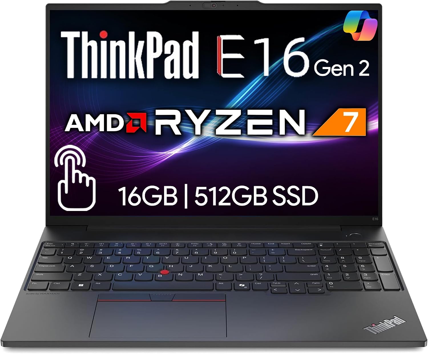 Lenovo ThinkPad E16 Gen 2, 16' Touchscreen IPS Display, AMD Ryzen 7 7735U (Beat Ultra 7 268V), 16GB DDR5, 512GB PCIe SSD, FP, Backlit KB, WiFi 6E + BT, RJ-45, FHD Webcam, W11P, Business Laptop