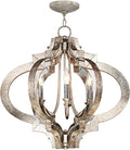LED Pendant Lamp Euro Design Ornament Aged Silver Gold Bronze Chandelier 23 1/4' Wide Industrial 6-Light Fixture Compatible with Dining Room Foyer,Hallway