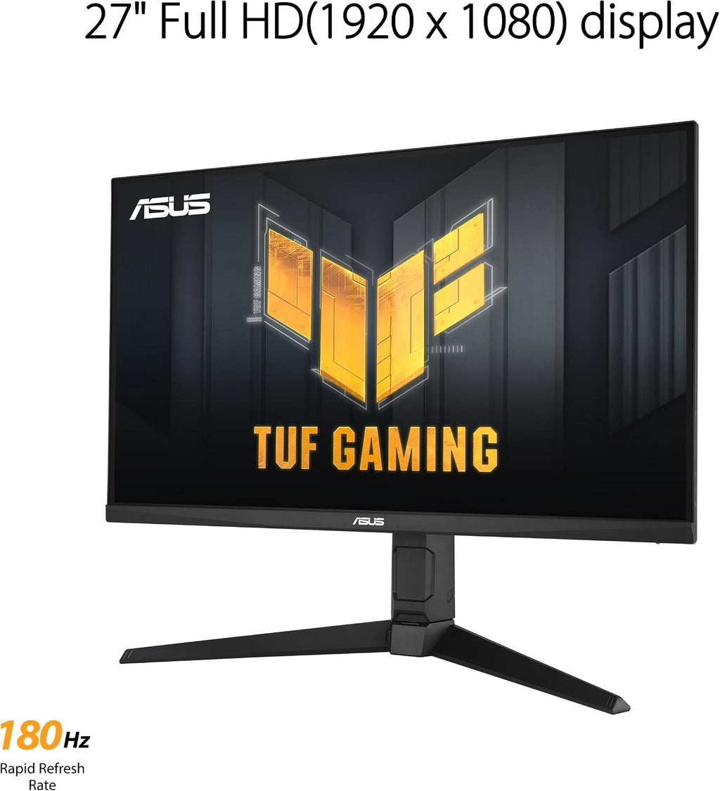 ASUS TUF Gaming 27' 1080P Monitor (VG279QL3A) - Full HD, 180Hz, 1ms, Fast IPS, Extreme Low Motion Blur, FreeSync Premium, G-SYNC Compatible, Speakers, DisplayPort, Height Adjustable, 3 Year Warranty